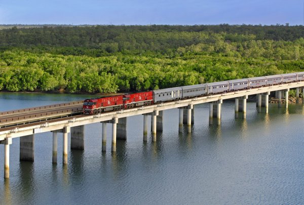 Train on bridge